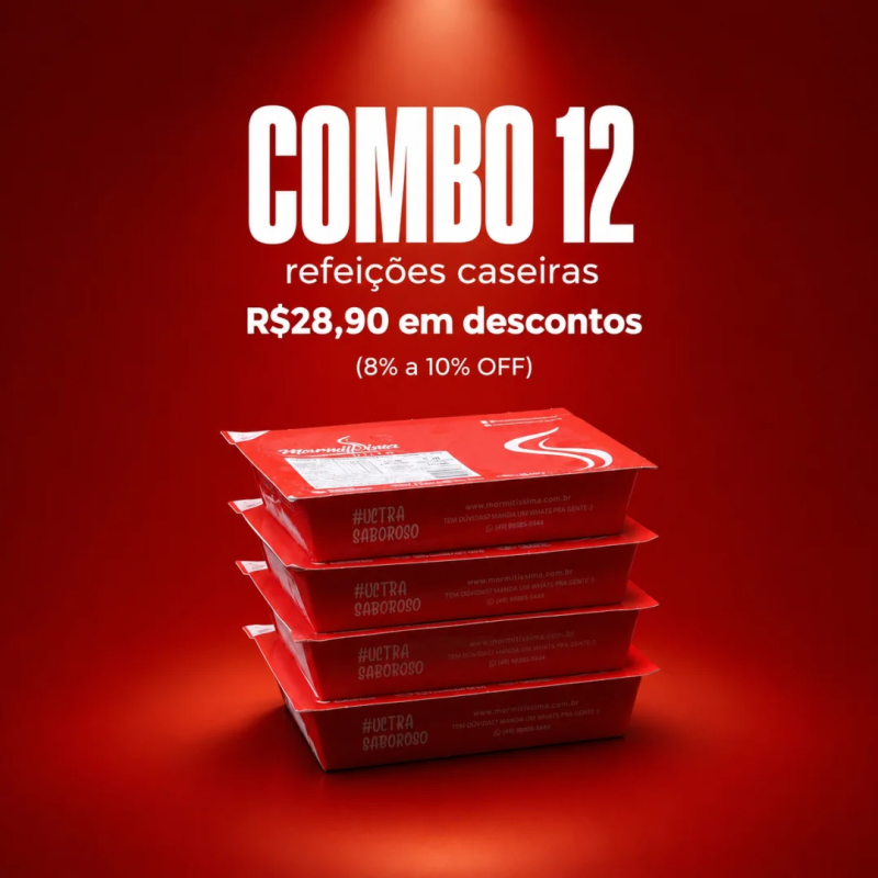 COMBO 11 refei&ccedil;&otilde;es caseiras + 01 gr&aacute;tis! -> 8% a 10% OFF