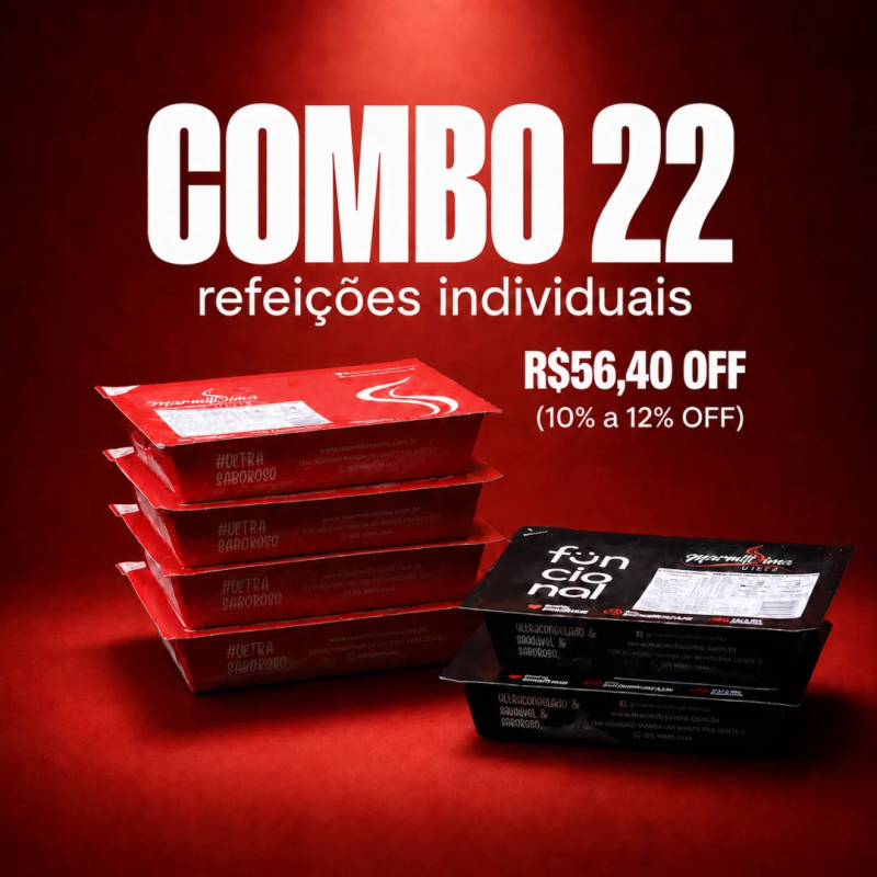 COMBO 20 refeições + 02 grátis! -> 10% a 12% OFF